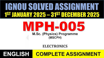 MPH 005  Solved Assignment 2025-26 || mph-005 solved assignment in English || Jan 2025 to Dec 2025