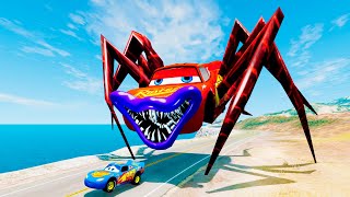 Giant Lightning McQueen Spider Monster VS Lightning McQueen | LIVE | Car Ride Beamng Drive screenshot 4