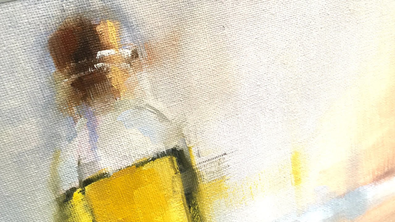 Painting Clear Glass and Oil Bottle Painting Olive Oil Bottle