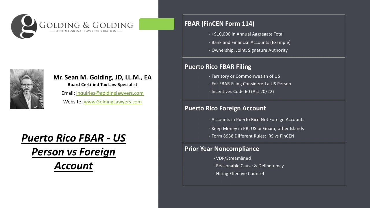 Puerto Rico Resident FBAR Form Filing Requirements YouTube