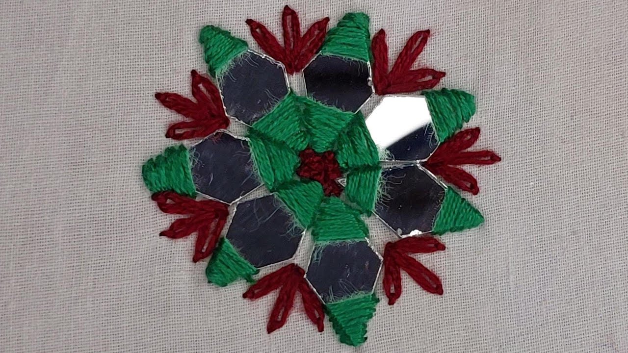Latest quick Simple Hand Embroidery Mirror Work with beads design Step by Step Idea/Mirror Stitch