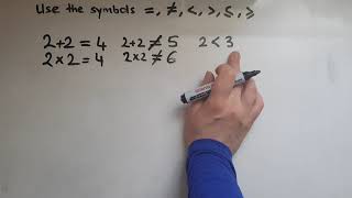 Functional Skills/GCSE Maths: Use the symbols (equal, not equal to, greater and smaller than, etc)