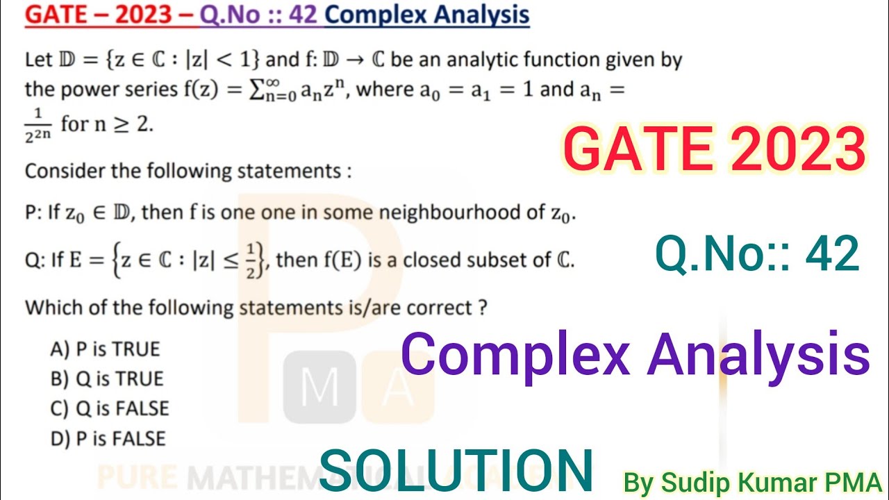 GATE 2023 Mathematics | Complex Analysis Solution | Question No 42 | by ...