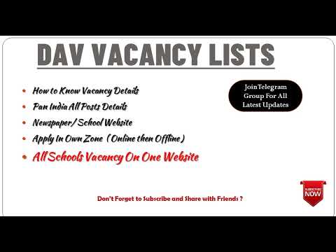 DAV Vacancy UPDATE * How To Know Vacancy All Schools Of India * Apply Online in All Schools