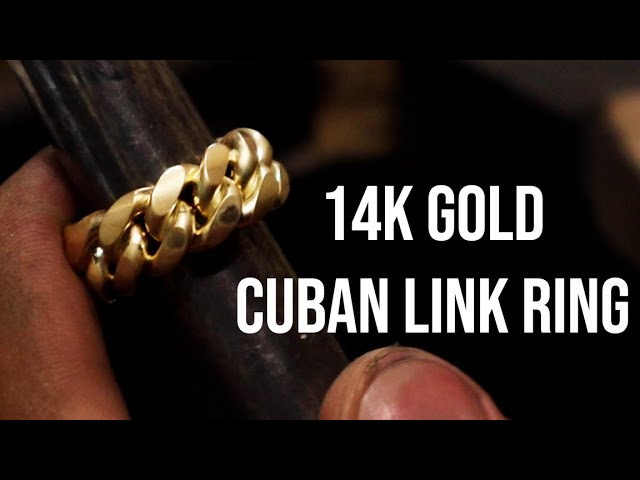 Diamond Iced Out Cuban Link Ring Gold Plated