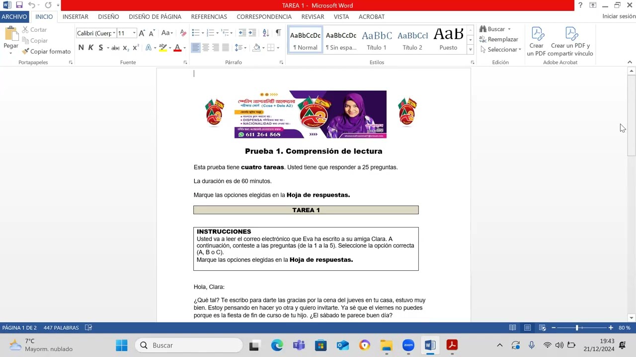 DELE A2 - Prueba 1. Comprensión de lectura TAREA 1 ·#bangla_dele_a2 #dele_a2