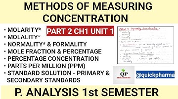 Methods of Expressing Concentration || Primary and Secondary Standards || L2 Ch1 Unit 1| P Analysis