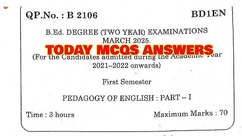 TNTEU B.Ed I-SEMESTER: TODAY MCQS ANSWER PEDAGOGY OF ENGLISH