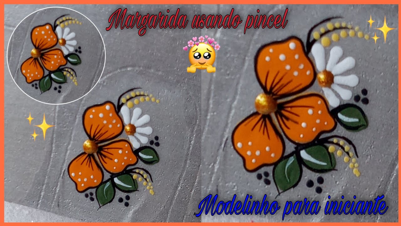 Margarida usando pincel modelinho simples e facil para iniciante ❤ Adesivete do zero parte 06