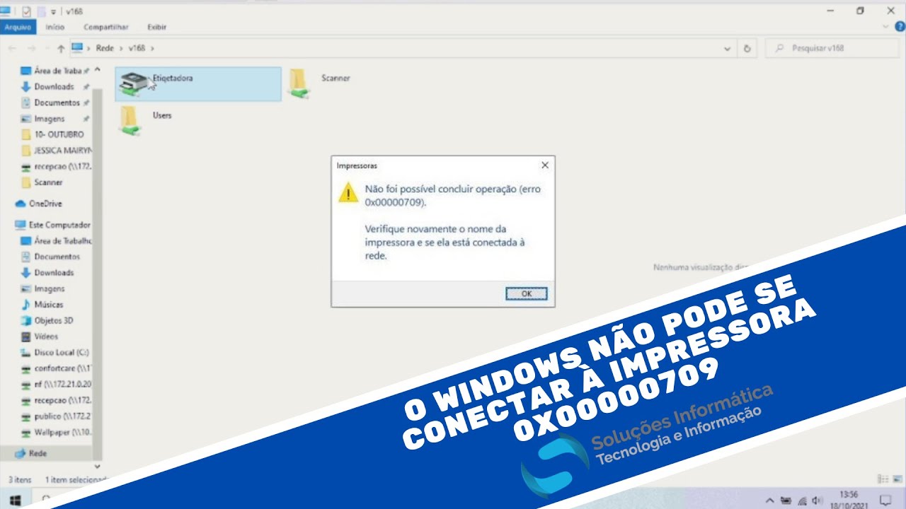 O Windows não pode se conectar à impressora. erro 0x00000709 ...