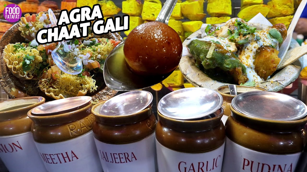 Agra Ki Famous Chaat Gali | Katori Chaat, Goll Gappe, Soya Chaap, Chinese Chaat | Agra Street Food | Food Fatafat