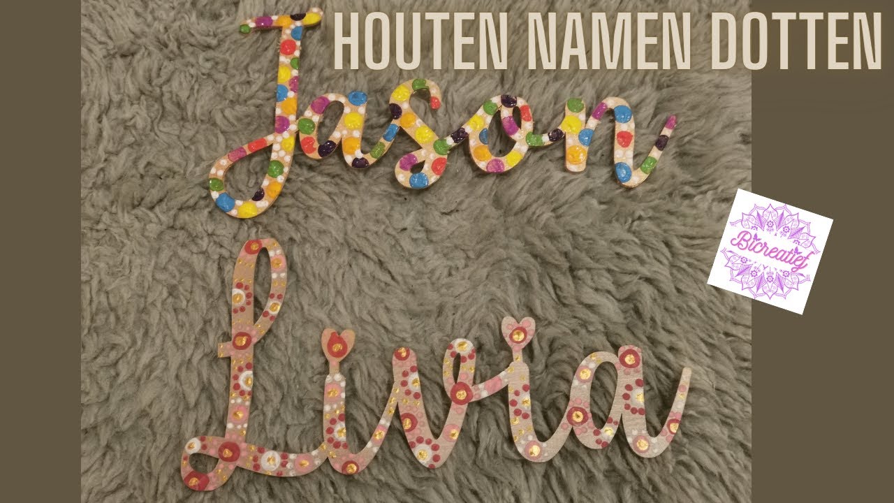 Houten naam versieren | mandala dot | NL ondertiteld - YouTube