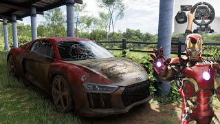 Rebuilding Iron man's car | Audi R8 | Forza Horizon 5 | Steering wheel + Shifter gameplay screenshot 4