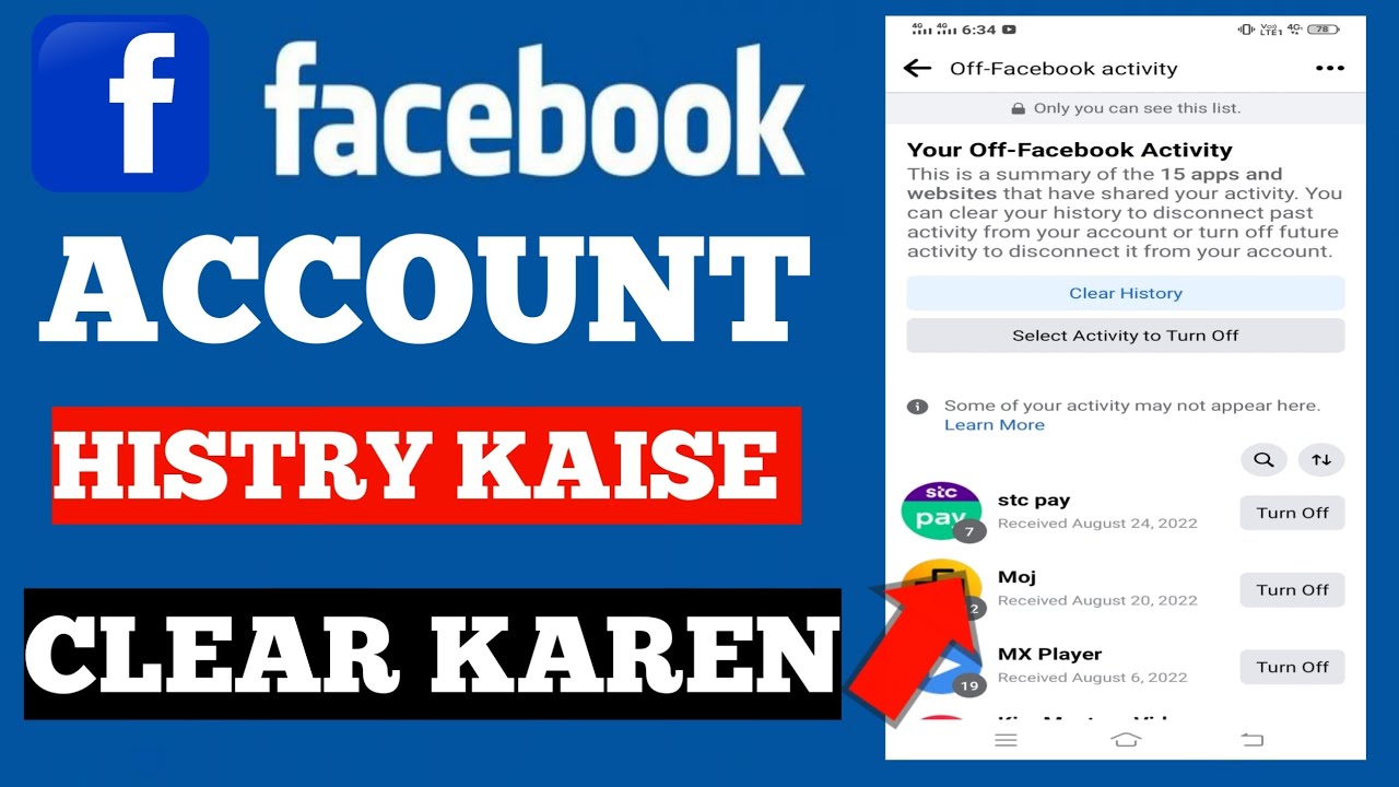 Facebook per account histry kaise clear Karen /facebook profile