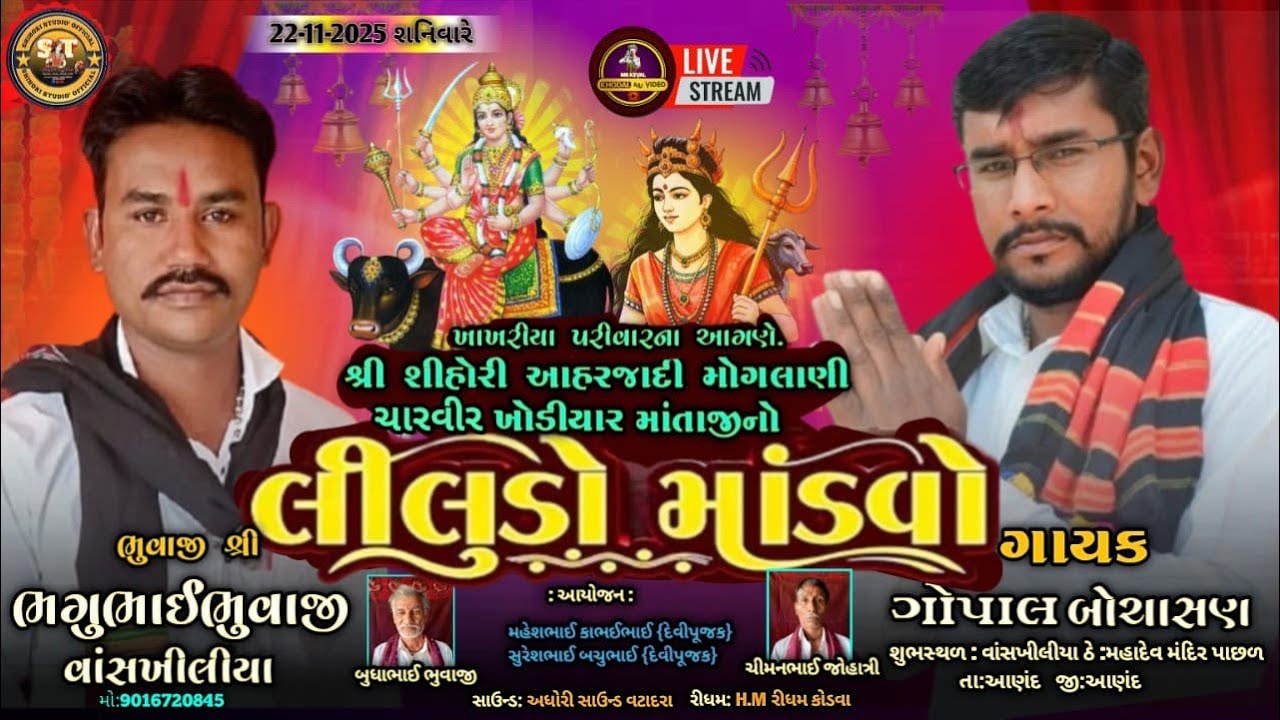 🔴 LIVE ખાખરીયા પરિવાર || માતાજી નો લીલુડો માંડવો || ગામ - વાસખેલીયા || 22.11.2025 || ખોડલ રાજ વિડિયો