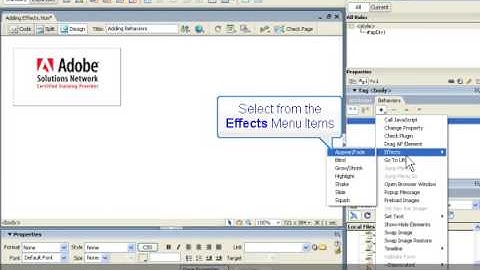 Dreamweaver Tutorial - Adding Behavior Effects | Dreamweaver Training in Los Angeles or Live Online
