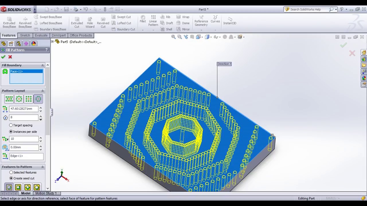 SolidWorks Tutorial in Tamil 39 : Fill Pattern | Part | Solid - YouTube