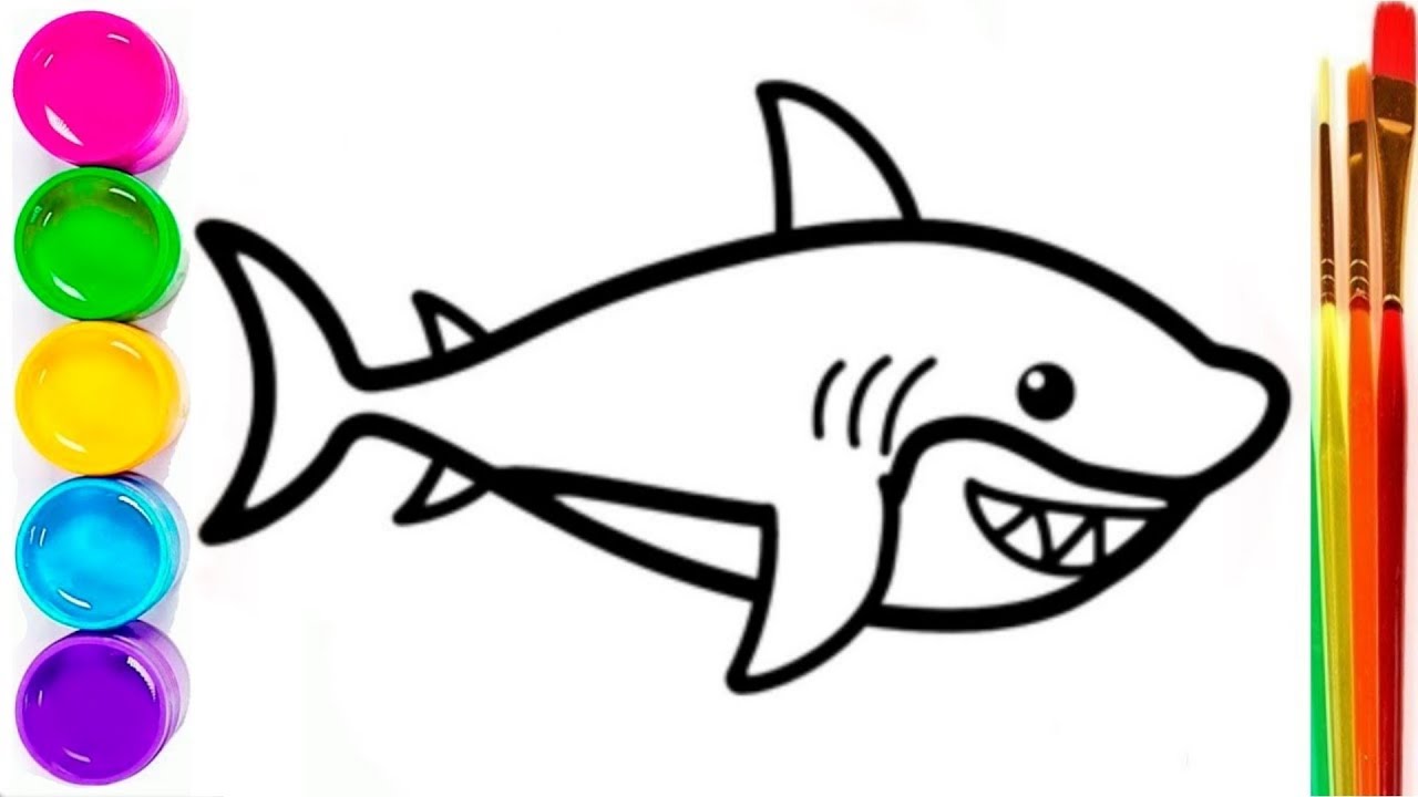 Bolalar uchun akula chizish / Drawing Baby Shark for Kids song / Рисуем ...