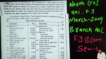 | north Gujarat University Fy march  2014 | fy b.com sem 1 | branch ac | fy bcom account |