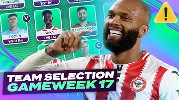 THIAGO FLAGGED ⚠️  FPL TEAM SELECTION GAMEWEEK 17 🔥 | Fantasy Premier League Tips 2025/26