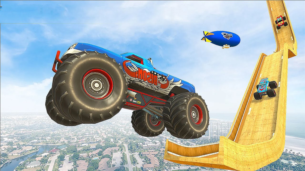 Monster Truck Stunt Car Driving Mountain Climb Stunt Driver Game