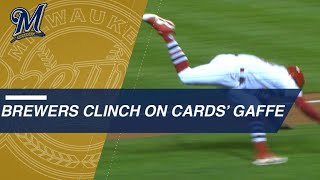 Thanks to a baserunning mistake by the cardinals in 8th, brewers are
able clinch postseason spot after 2-1 victory about major league
baseball...