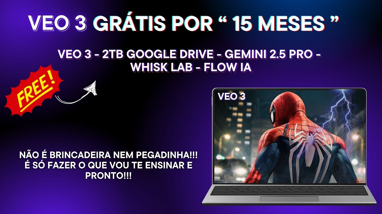 GOOGLE VEO 3 GRÁTIS POR 15 MESES : GEMINI PRO + VEO 3 + FLOW + GOOGLE ...