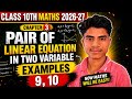 CLASS 10th MATH CHAPTER-3 (pair of linear equation in two variable): EXAMPLE-9,10