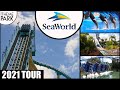 SeaWorld Orlando 2021 4K Tour and Overview | Detailed Theme Park Tour Orlando Florida Coasters 60fps