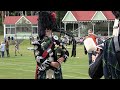 9/8 Marches played by the Lonach Pipe Band during the 2021 Braemar Gathering Games day in Scotland