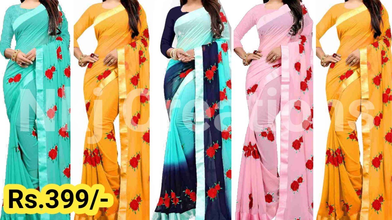 Buy Kashvi Women Multicolor8 Self Design Pattern Georgette Pack of 2 Saree  With Blouse Online at Best Prices in India - JioMart.