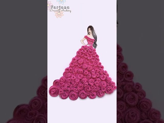 Satisfying Creative 3D Art | Girls with 3D beautiful dresses | Flower Fashion Illustrations #Shorts class=