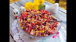 meksicka salata - najlepsa posna salata sa tunjevinom i crvenim pasuljem / Kuhinja Suncane Staze