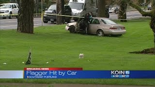 PPB: 'Huffing' driver hit flagger in SE Portland