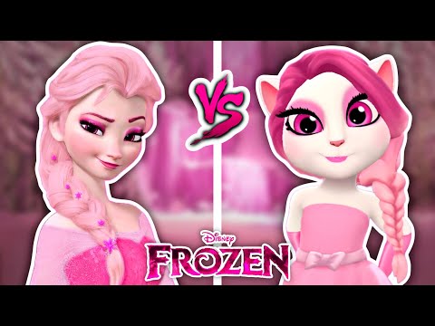 My Talking Angela 2 ❤️‍🔥|| Angela Vs Pink Elsa 🩷❄️|| Cosplay/ Makeover 💄