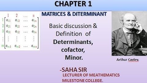 HSC Higher Math (E.V.), Chapter 1; Matrices & Determinants ( Def of Determinants, cofactor, Minor)