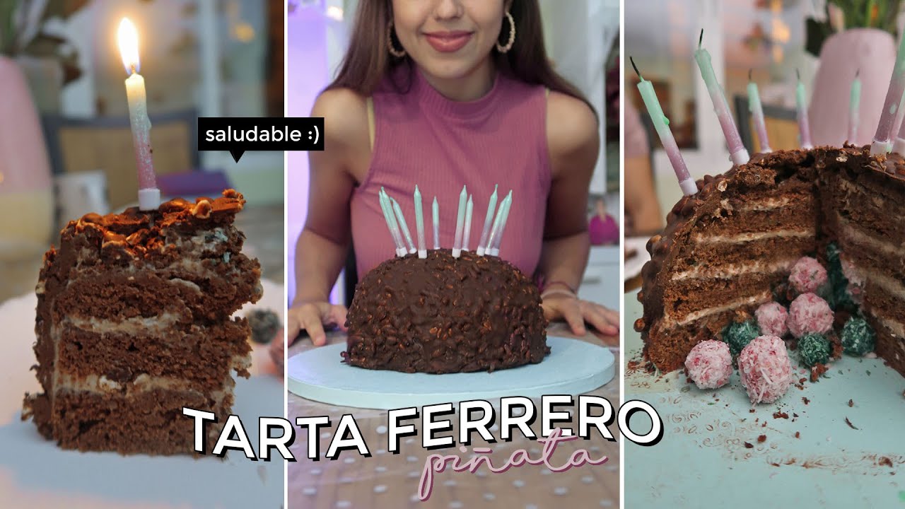 Tarta de Ferrero realfood y vegana 🤤🎂🍫(con sorpresita) l Tarta Piñata de Chocolate y avellanas