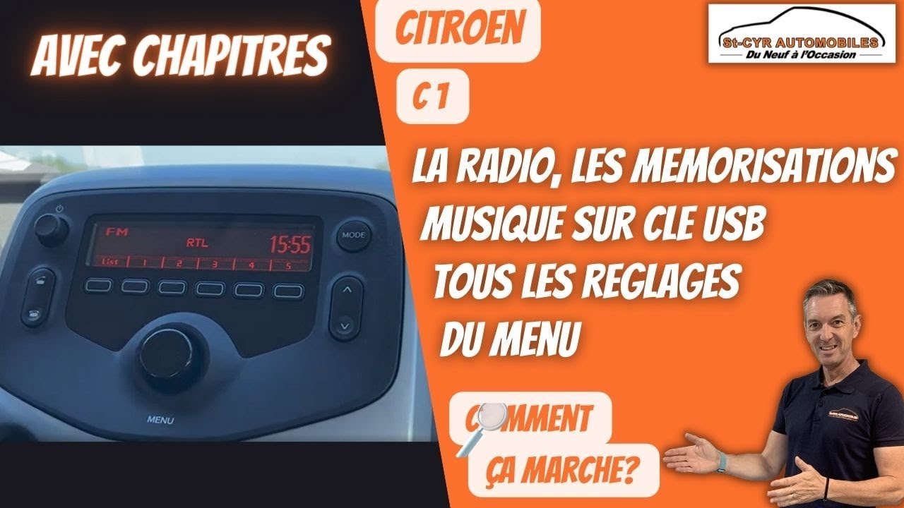 Citroën C1, la radio, lecture USB, les réglages... YouTube