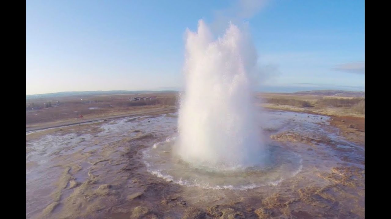 Aerial Iceland – The Great Geysir and Strokkur geysers, Golden Circle Route (DJI Phantom 2)