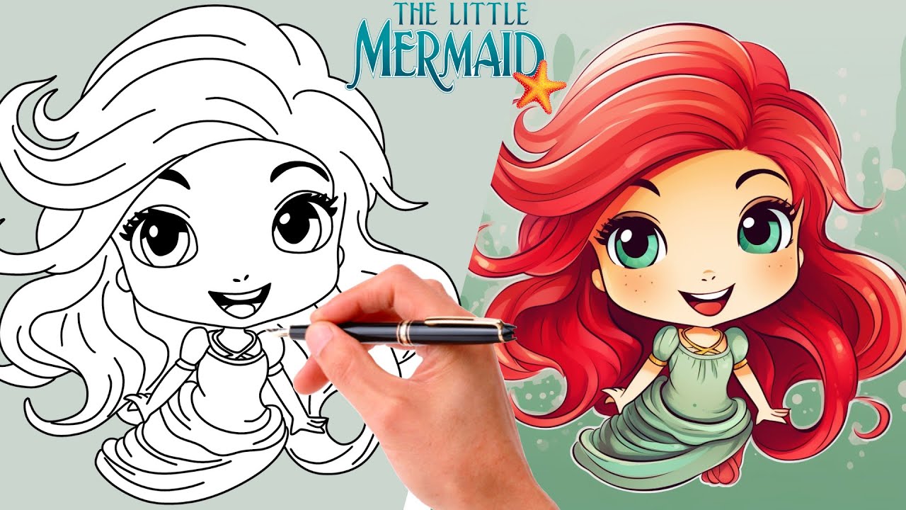 COMMENT DESSINER ARIEL DE LA PETITE SIRÈNE FACILEMENT | DESSIN DISNEY