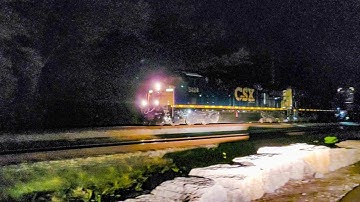 Double YN3C CSX locomotives lead very short mixed freight train