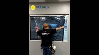 Solar X 3M Privacy Window Tint install in Airplane Hangar office.