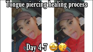 Tongue piercing healing process day 4-7 🥳