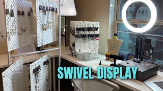 Swivel display with pegboard from Ikea for Paparazzi jewelry organization in small spaces