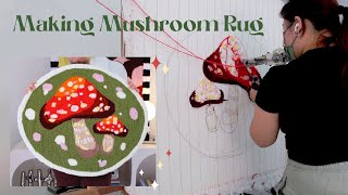 making a mushroom rug 🍄🌱 DIY TUFTING RUG