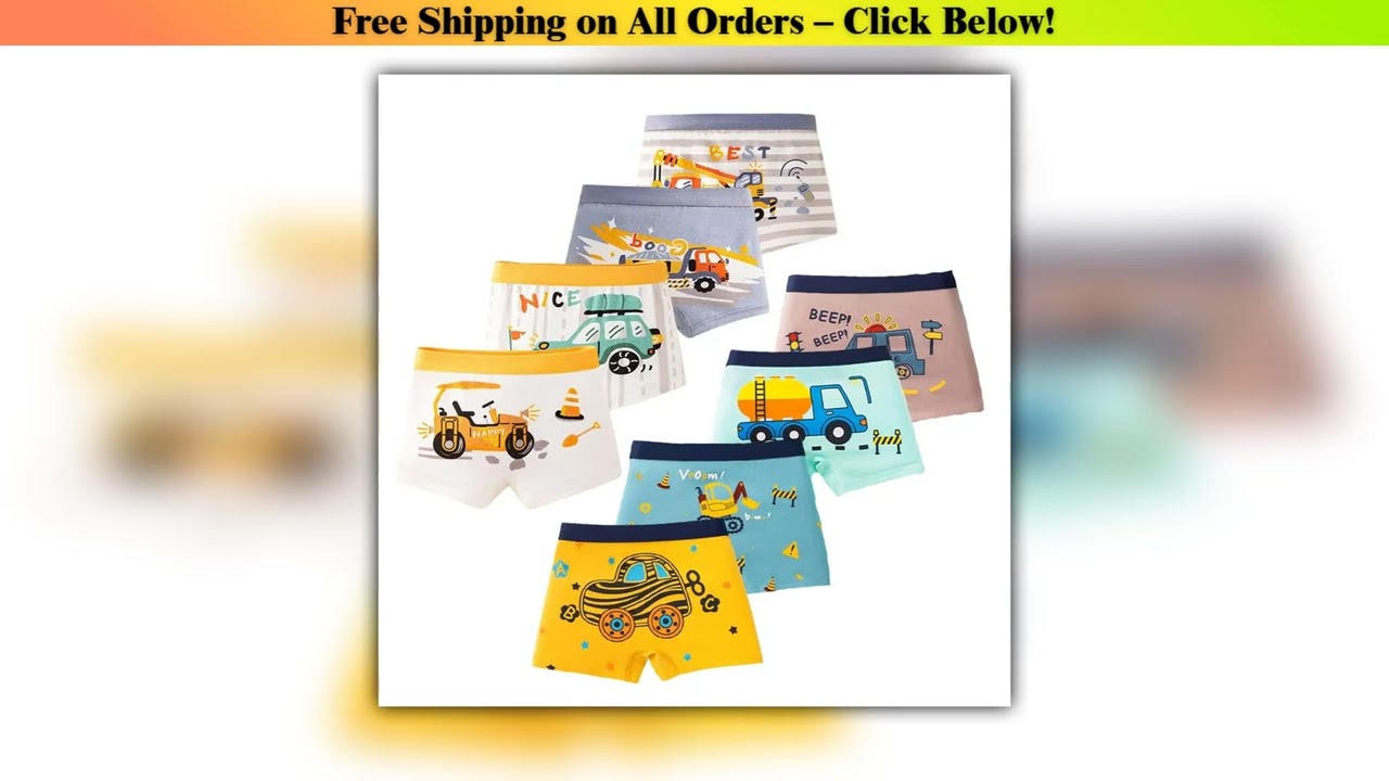 Multipack Cotton Boy Boxer Brief Fun Excavator Pattern Kids Boxers Breathable Soft Children Underwe