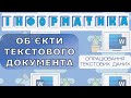 Інформатика. Об&#39;єкти текстового документа. Microsoft Word