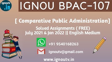 IGNOU BPAC-107 Solved Assignment July 2021 & Jan 2022 [FREE] || BAPAH || IGNOU TV || IGNOU ||