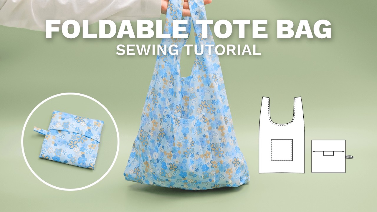 DIY Foldable Tote Bag (Reusable Shopping Bag) Tutorial | CHLOE SEWING ...
