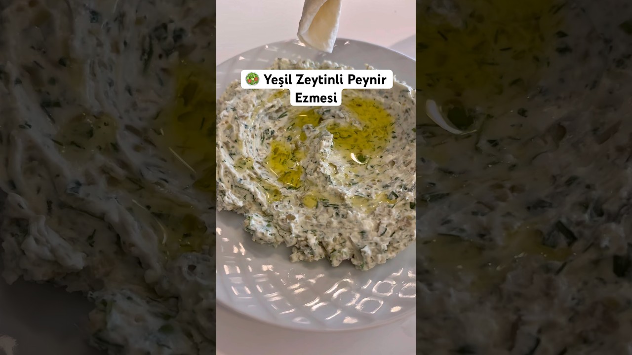 🥗 Yeşil Zeytinli Peynir Ezmesi #meze #tarif #zeytin #olive #pratikyemek